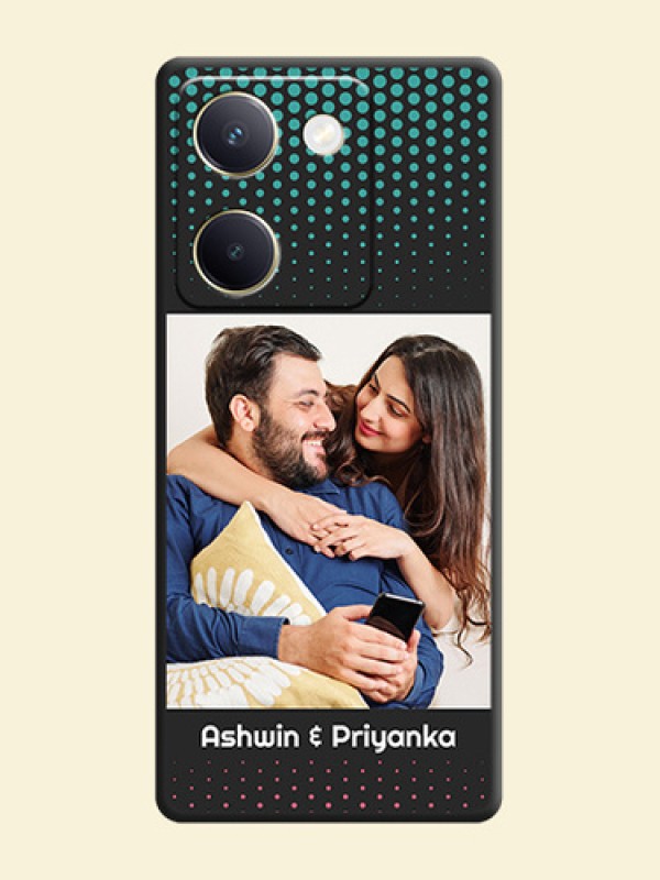 Faded Dots with Grunge Photo Frame and Text On Space Black Custom Soft Matte Mobile Back Cover - Vivo Y200 Pro 5G