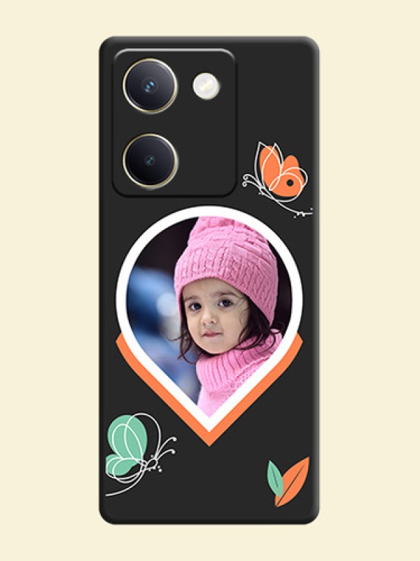 Upload Pic With Simple Butterly Design On Space Black Custom Soft Matte Mobile Back Cover - Vivo Y200 Pro 5G