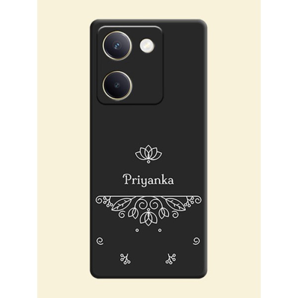 Lotus Garden Custom Text On Space Black Custom Soft Matte Mobile Back Cover - Vivo Y200 Pro 5G Lotus Garden Custom Text On Space Black Custom Soft Matte Mobile Back Cover - Vivo Y200 Pro 5G