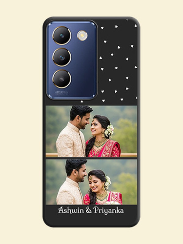 Miniature Love Symbols with Name on Space Black Custom Soft Matte Back Cover - Vivo Y200E 5G