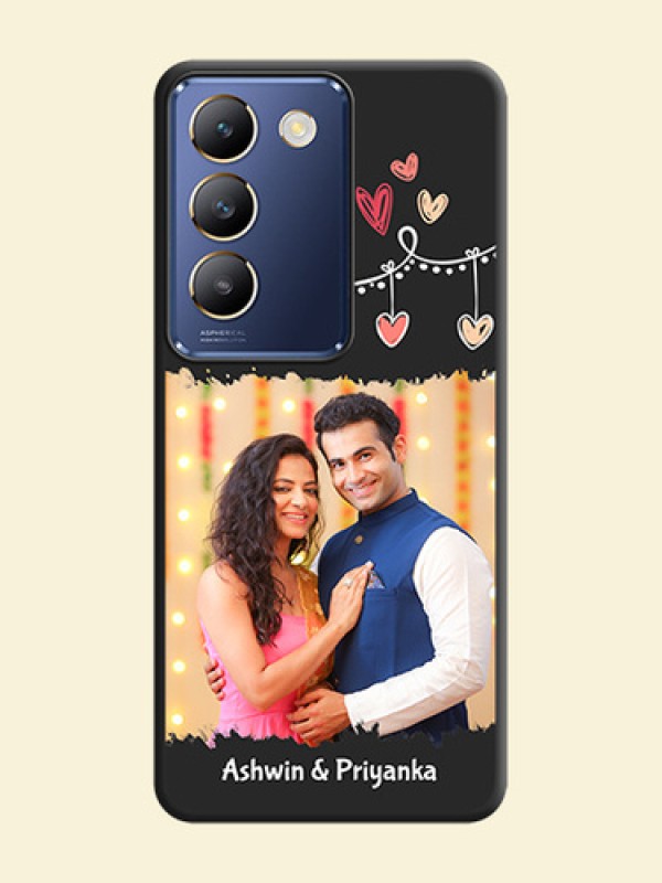 Pink Love Hangings with Name on Space Black Custom Soft Matte Phone Cases - Vivo Y200E 5G