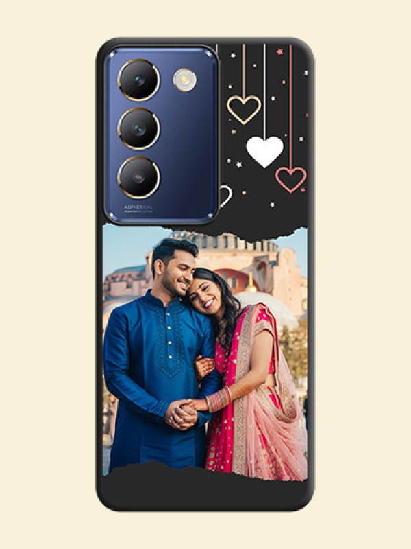 Love Hangings with Splash Wave Picture on Space Black Custom Soft Matte Phone Back Cover - Vivo Y200E 5G