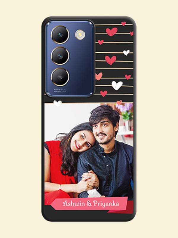 Love Pattern with Name on Pink Ribbon - Photo on Space Black Soft Matte Back Cover - Vivo Y200E 5G