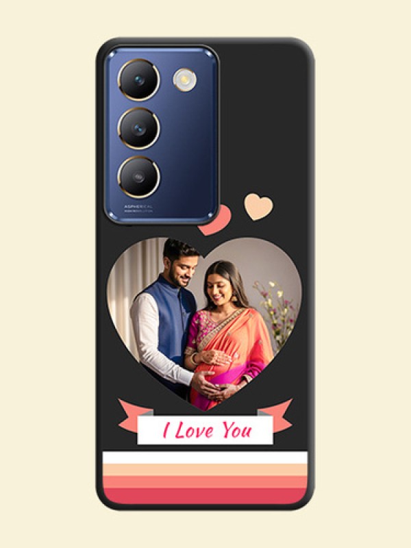 Love Shaped Photo with Colorful Stripes on Personalised Space Black Soft Matte Cases - Vivo Y200E 5G