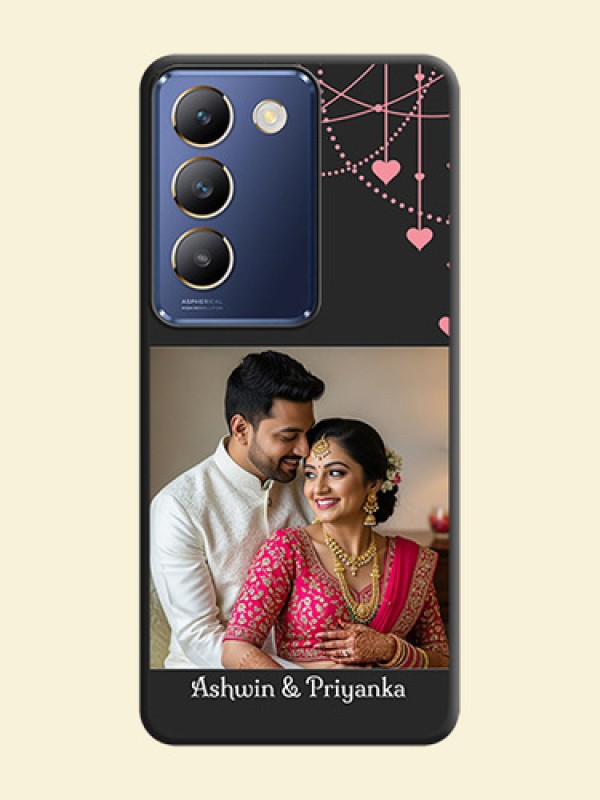 Pink Love Hangings with Text on Space Black Custom Soft Matte Back Cover - Vivo Y200E 5G