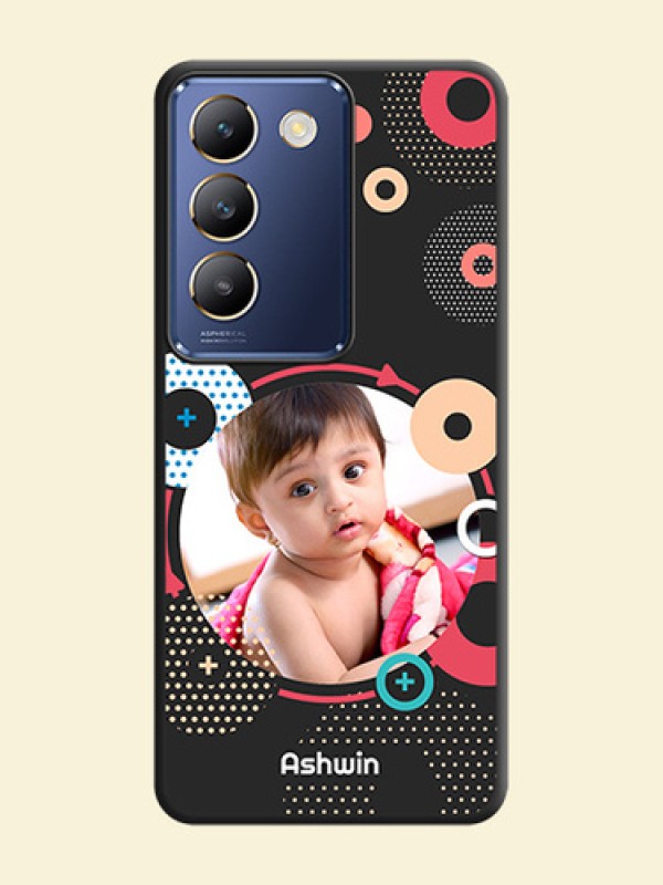 Multicoloured Round Image on Personalised Space Black Soft Matte Cases - Vivo Y200E 5G