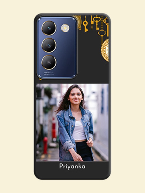 Decorative Design with Text on Space Black Custom Soft Matte Back Cover - Vivo Y200E 5G