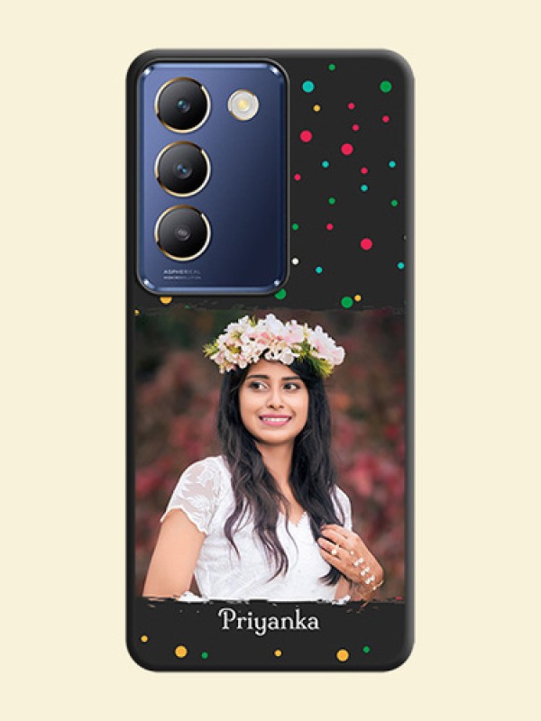 Multicolor Dotted Pattern with Text on Space Black Custom Soft Matte Phone Back Cover - Vivo Y200E 5G