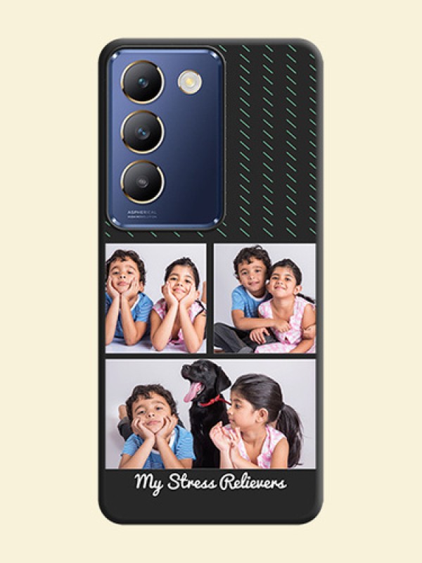 Cross Dotted Pattern with 2 Image Holder on Personalised Space Black Soft Matte Cases - Vivo Y200E 5G