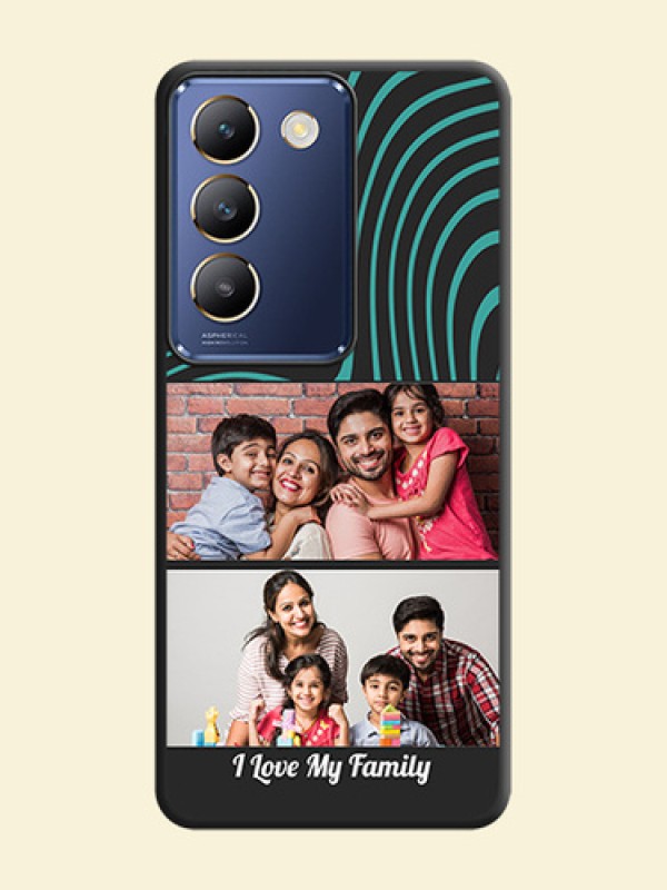 Wave Pattern with 2 Image Holder on Space Black Personalized Soft Matte Phone Covers - Vivo Y200E 5G