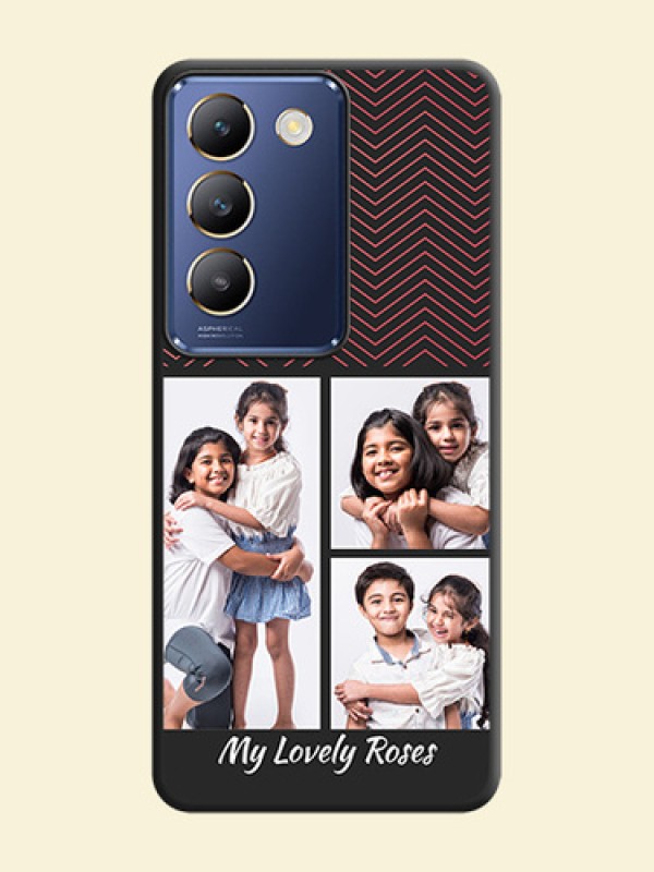 Wave Pattern with 3 Image Holder on Space Black Custom Soft Matte Back Cover - Vivo Y200E 5G
