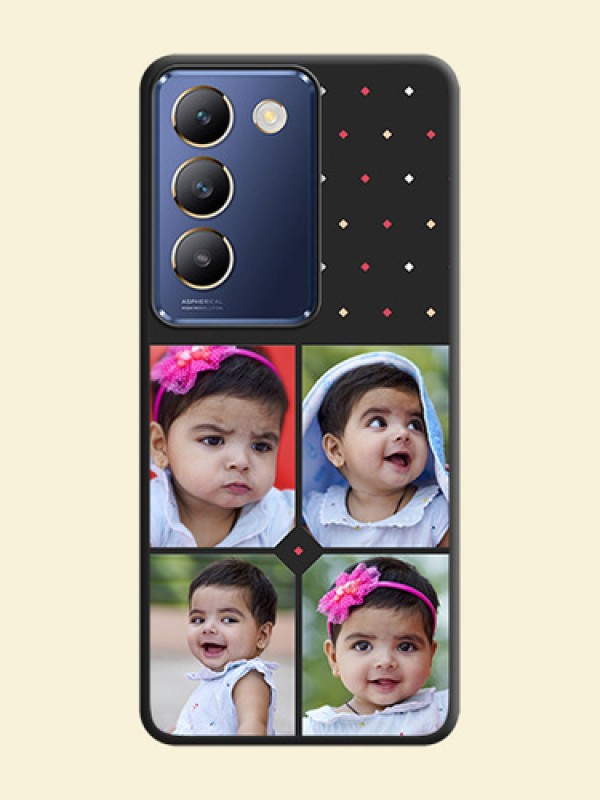 Multicolor Dotted Pattern with 4 Image Holder on Space Black Custom Soft Matte Phone Cases - Vivo Y200E 5G