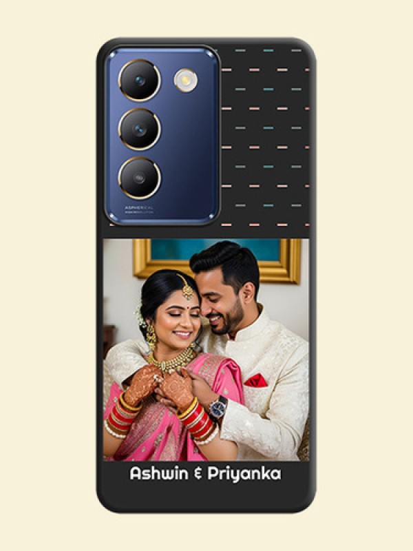 Line Pattern Design with Text on Space Black Custom Soft Matte Phone Back Cover - Vivo Y200E 5G