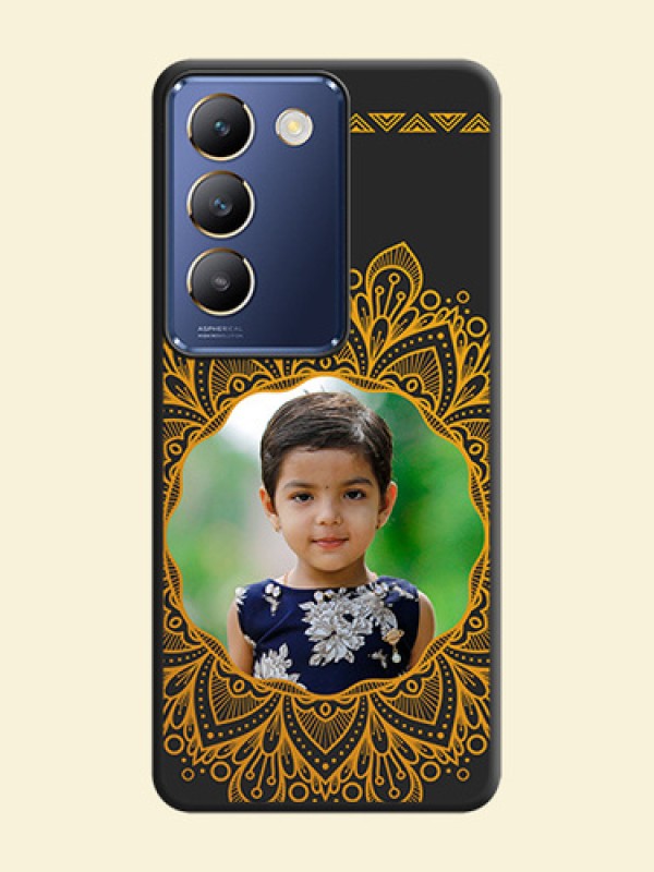 Round Image with Floral Design - Photo on Space Black Soft Matte Mobile Cover - Vivo Y200E 5G