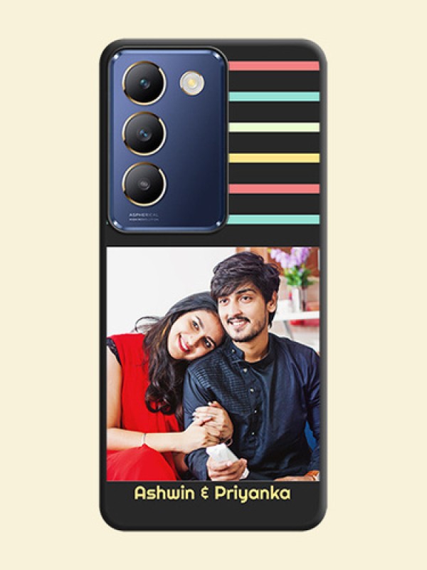 Color Stripes with Photo and Text - Photo on Space Black Soft Matte Mobile Case - Vivo Y200E 5G