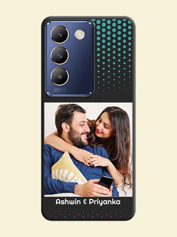 Faded Dots with Grunge Photo Frame and Text on Space Black Custom Soft Matte Phone Cases - Vivo Y200E 5G