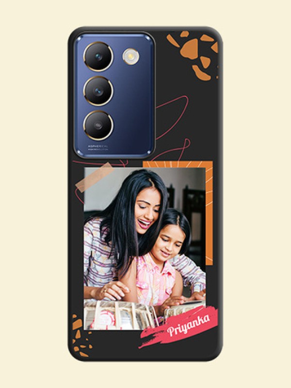 Orange Photo Frame on Space Black Custom Soft Matte Phone Back Cover - Vivo Y200E 5G