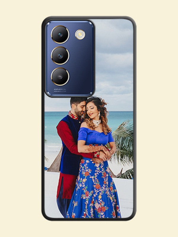 Full Single Pic Upload On Space Black Personalized Soft Matte Phone Covers - Vivo Y200E 5G