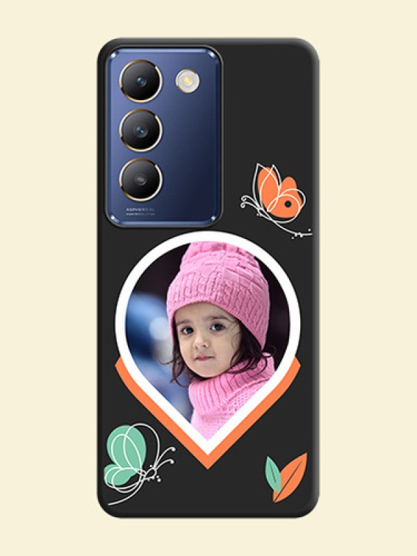 Upload Pic With Simple Butterly Design On Space Black Personalized Soft Matte Phone Covers - Vivo Y200E 5G