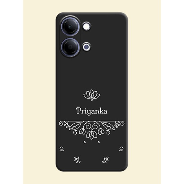 Lotus Garden Custom Text On Space Black Custom Soft Matte Mobile Back Cover - Vivo Y21 5G Lotus Garden Custom Text On Space Black Custom Soft Matte Mobile Back Cover - Vivo Y21 5G
