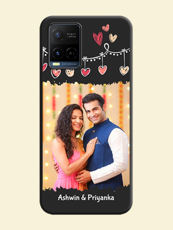 Pink Love Hangings with Name on Space Black Custom Soft Matte Phone Cases - Vivo Y21