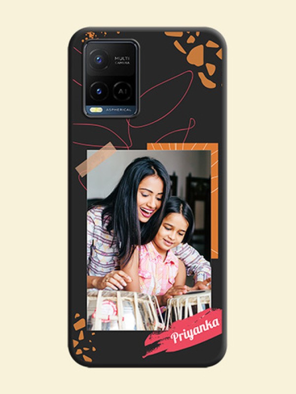 Orange Photo Frame on Space Black Custom Soft Matte Phone Back Cover - Vivo Y21