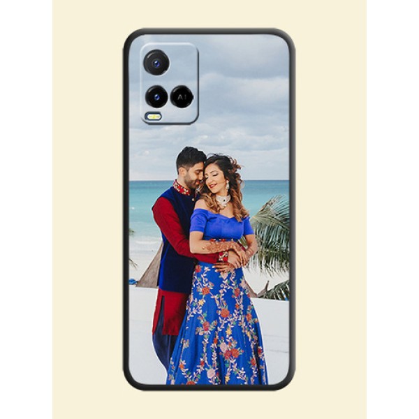 Full Single Pic Upload On Space Black Personalized Soft Matte Phone Covers -Vivo Y21A