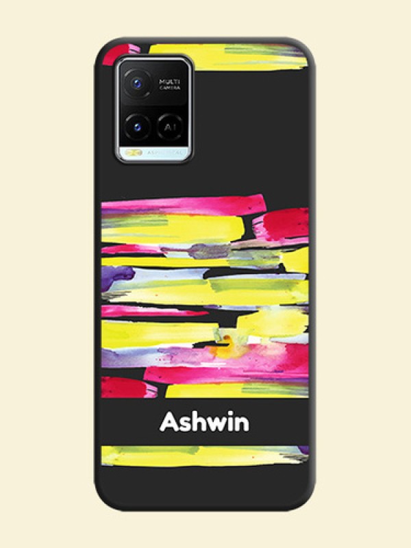 Brush Coloured on Space Black Personalized Soft Matte Phone Covers - Vivo Y21e