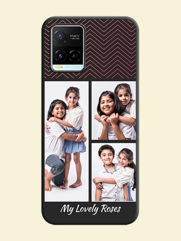 Wave Pattern with 3 Image Holder on Space Black Custom Soft Matte Back Cover - Vivo Y21e