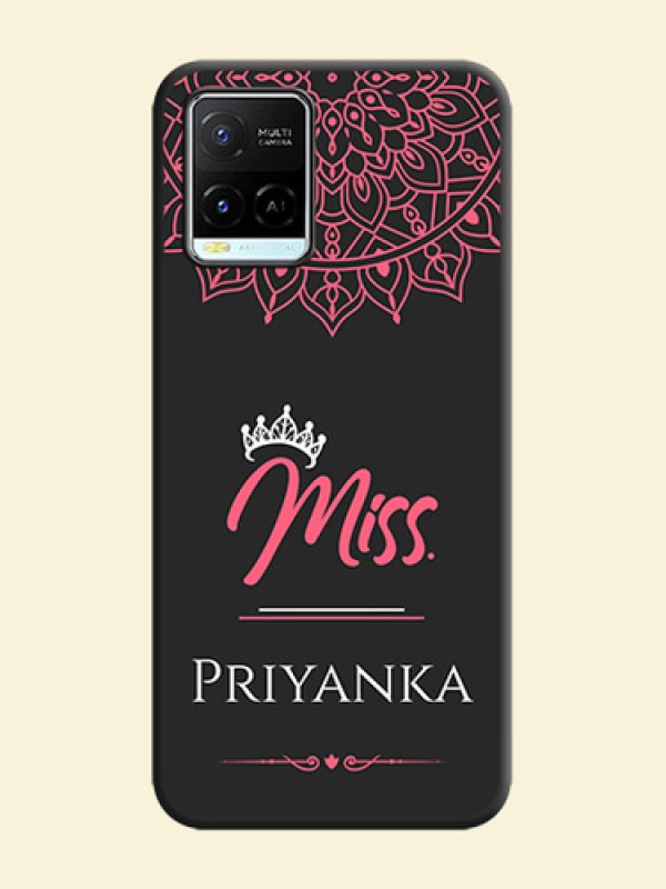 Mrs Name with Floral Design on Space Black Personalized Soft Matte Phone Covers - Vivo Y21e