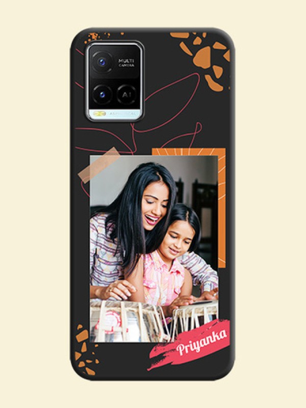 Orange Photo Frame on Space Black Custom Soft Matte Phone Back Cover - Vivo Y21e