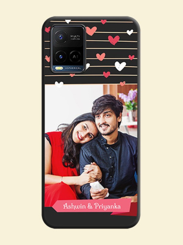 Love Pattern with Name on Pink Ribbon  on Photo on Space Black Soft Matte Back Cover - Vivo Y21G