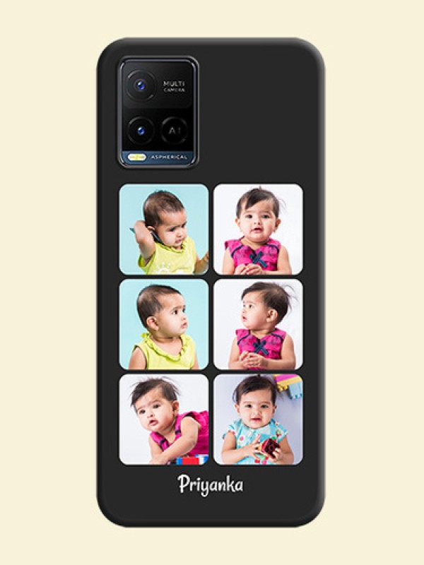 Floral Art with 6 Image Holder on Photo on Space Black Soft Matte Mobile Case - Vivo Y21G