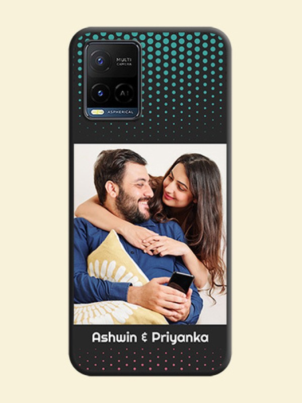Faded Dots with Grunge Photo Frame and Text on Space Black Custom Soft Matte Phone Cases - Vivo Y21G
