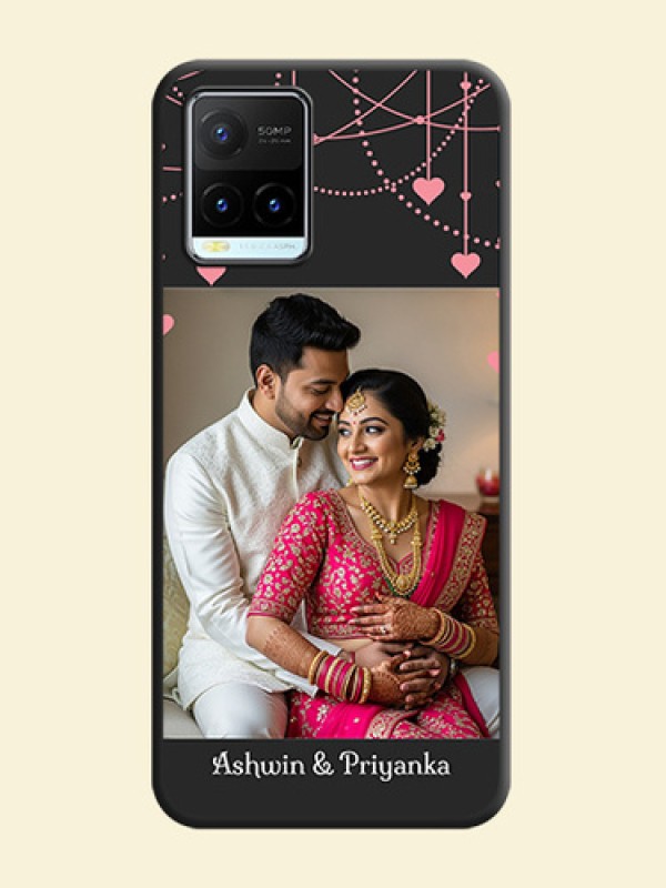 Pink Love Hangings with Text on Space Black Custom Soft Matte Back Cover - Vivo Y21T