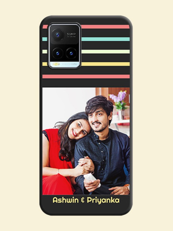 Color Stripes with Photo and Text on Photo on Space Black Soft Matte Mobile Case - Vivo Y21T