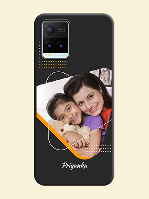 Yellow Triangle on Photo on Space Black Soft Matte Phone Cover - Vivo Y21T