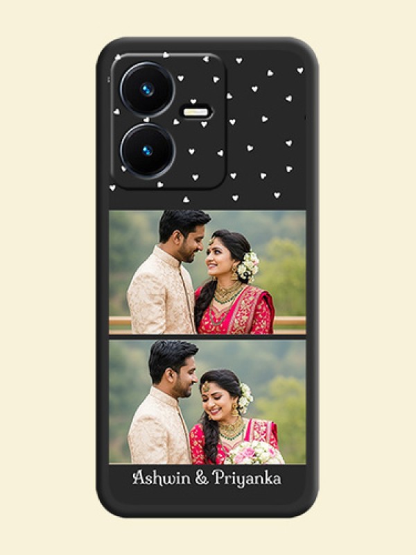 Miniature Love Symbols with Name on Space Black Custom Soft Matte Back Cover - Vivo Y22