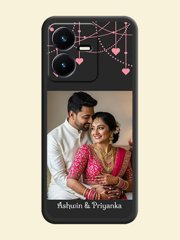 Pink Love Hangings with Text on Space Black Custom Soft Matte Back Cover - Vivo Y22