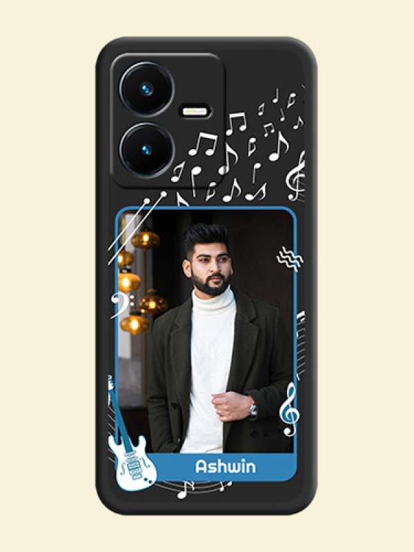 Musical Theme Design with Text on Photo on Space Black Soft Matte Mobile Case - Vivo Y22