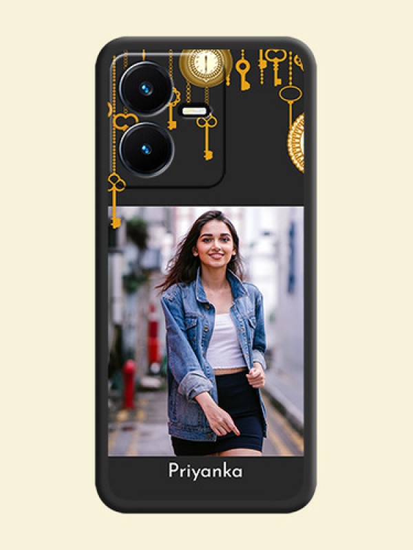 Decorative Design with Text on Space Black Custom Soft Matte Back Cover - Vivo Y22