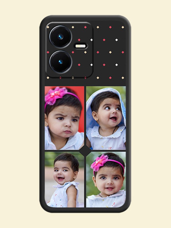 Multicolor Dotted Pattern with 4 Image Holder on Space Black Custom Soft Matte Phone Cases - Vivo Y22