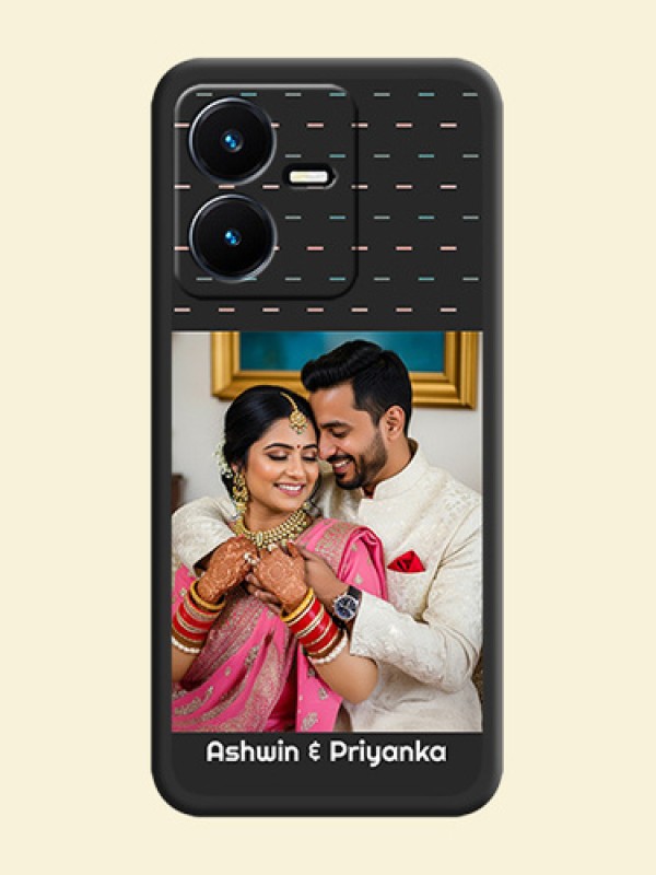 Line Pattern Design with Text on Space Black Custom Soft Matte Phone Back Cover - Vivo Y22