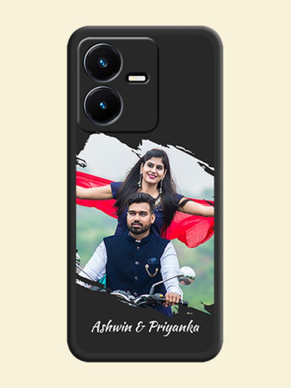Grunge Brush Strokes on Photo on Space Black Soft Matte Back Cover - Vivo Y22