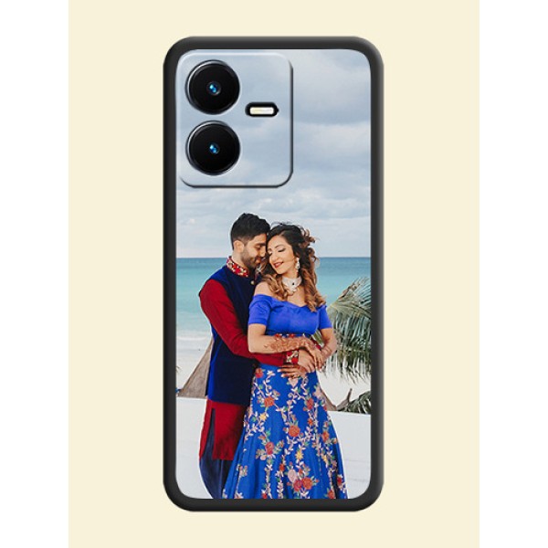 Full Single Pic Upload On Space Black Personalized Soft Matte Phone Covers -Vivo Y22