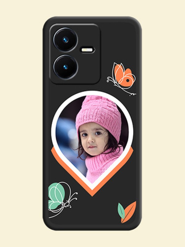 Upload Pic With Simple Butterly Design On Space Black Personalized Soft Matte Phone Covers -Vivo Y22