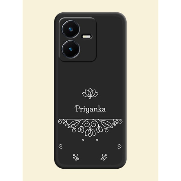 Lotus Garden Custom Text On Space Black Personalized Soft Matte Phone Covers -Vivo Y22