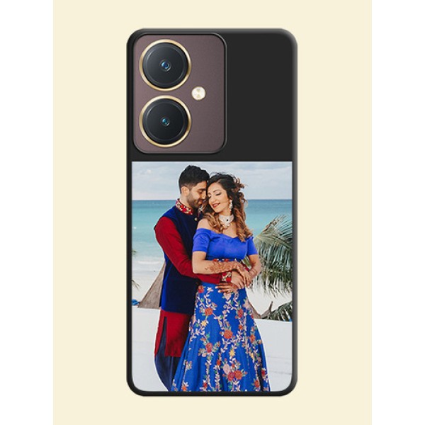 Image Upload With Space Black Color On Custom Soft Matte Mobile Back Cover - Vivo Y27