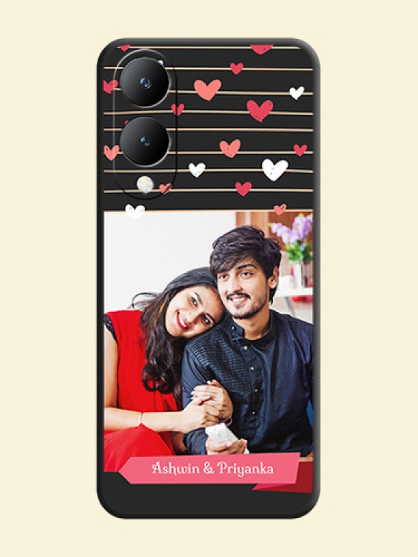 Love Pattern with Name on Pink Ribbon - Photo on Space Black Soft Matte Back Cover -Vivo Y28 5G