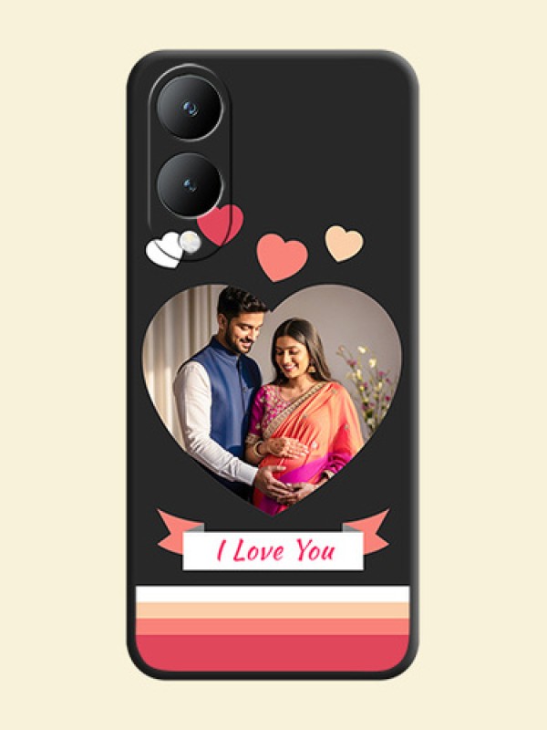 Love Shaped Photo with Colorful Stripes on Personalised Space Black Soft Matte Cases -Vivo Y28 5G